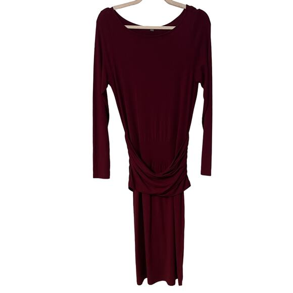 Anthropologie Lilla P Purple Peplum Long Sleeve Midi Dress Small - Picture 1 of 6